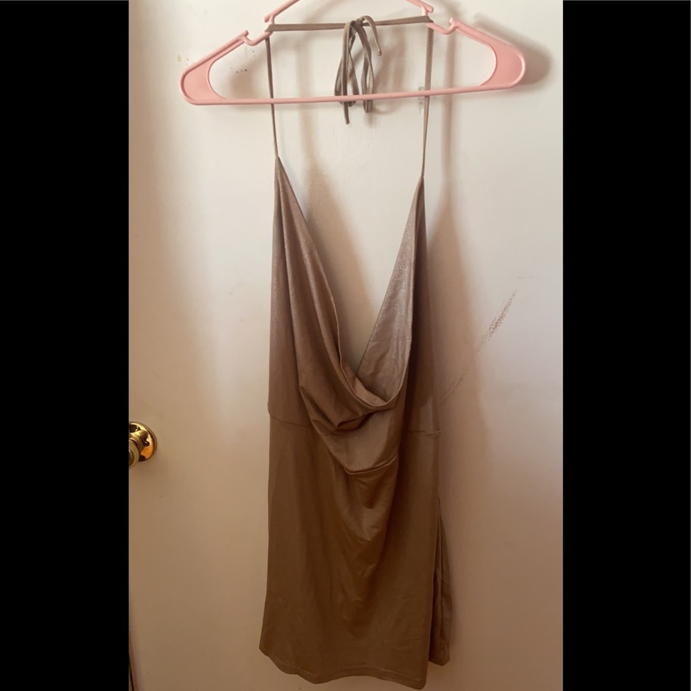 Gold body con dress